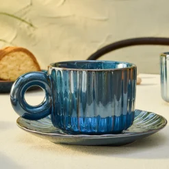 Karaca Arthur Marineblaue Teetasse für 2 Personen, 260 ml Marıne Hot
