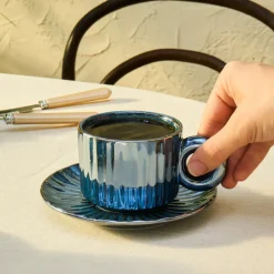 Karaca Arthur Marineblaue Teetasse für 2 Personen, 260 ml Marıne Hot
