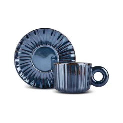 Karaca Arthur Marineblaue Teetasse für 2 Personen, 260 ml Marıne Hot