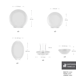 Karaca Artiste Bone China 20-teiliges Tafelservice für 6 Personen, Weiß Clearance