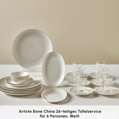 Karaca Artiste Bone China 20-teiliges Tafelservice für 6 Personen, Weiß Clearance