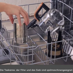 Karaca Çaysever Robotea Pro 4 in 1 Sprechende Automatische Glas-Teemaschine, Wasserkocher und Filterkaffeemaschine 2500W Schwarz Kupfer Discount