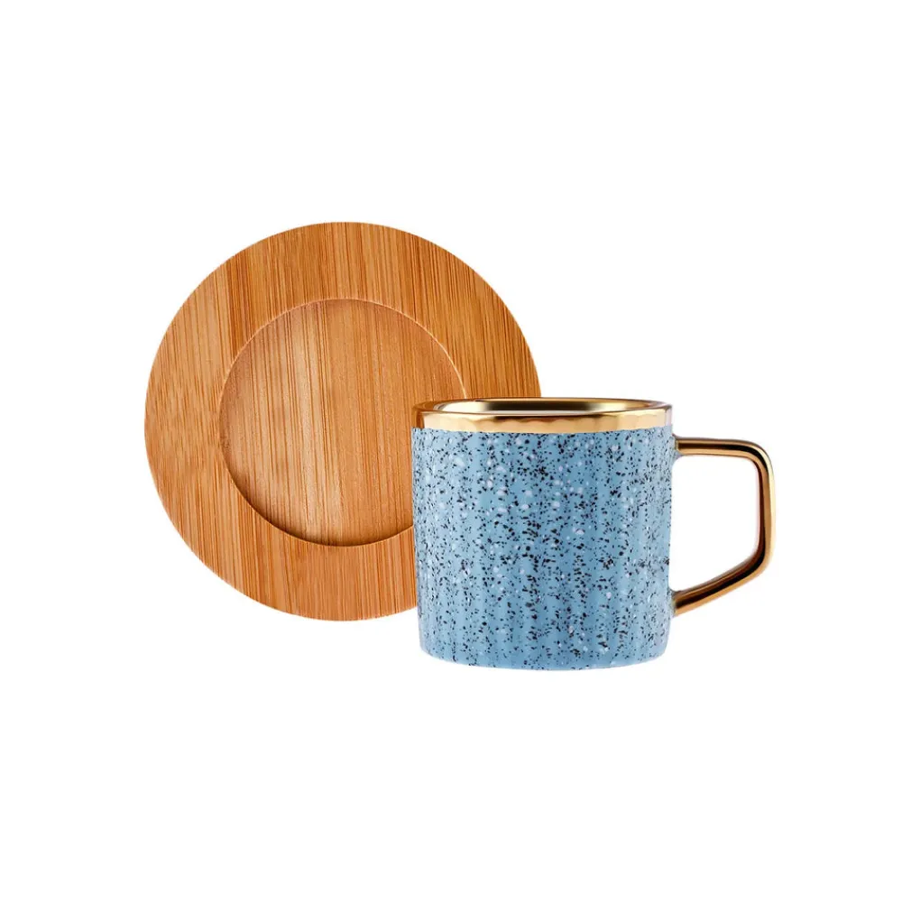 Karaca Bambus farbige Kaffeetasse Set, 6 Personen, 90 ml mit Tablett Multıfarben Outlet