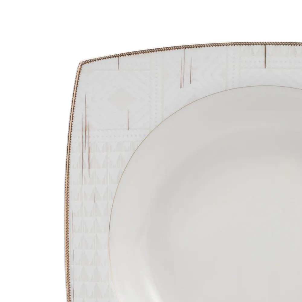 Karaca Batik Cream 60-teiliges Tafelgeschirr-Set für 12 Personen Quadrat Gold Discount