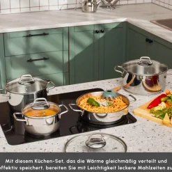 Karaca Belgrad Kochgeschirrset aus Edelstahll 15-teiligesaus Renksiz Clearance