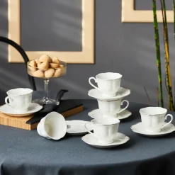 Karaca Bell Kaffeetassen-Set, 6 Personen, 90 ml Weıß01 Best