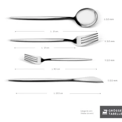 Karaca Bella Edelstahl V2 24-teiliges Besteckset für 6 Personen – Silber Clearance