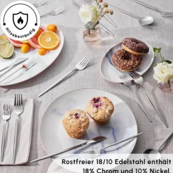 Karaca Bella Edelstahl V2 24-teiliges Besteckset für 6 Personen – Silber Clearance