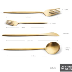 Karaca Bella Matte Gold Besteck Set für 6 Personen, 24 Teilig Matt Gold Sale