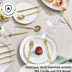 Karaca Bella Matte Gold Besteck Set für 6 Personen, 24 Teilig Matt Gold Sale