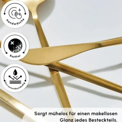Karaca Bella Matte Gold Besteck Set für 6 Personen, 24 Teilig Matt Gold Sale