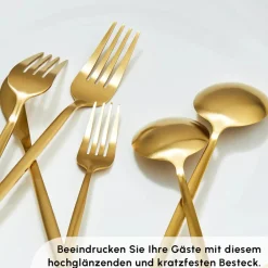 Karaca Bella Matte Gold Besteck Set für 6 Personen, 24 Teilig Matt Gold Sale