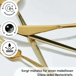 Karaca Bella Shiny Gold V2 Besteck Set für 6 Personen, 24 Teilig Outlet