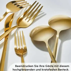Karaca Bella Shiny Gold V2 Besteck Set für 6 Personen, 24 Teilig Outlet