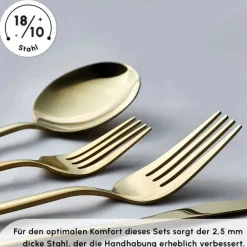 Karaca Bella Shiny Gold V2 Besteck Set für 6 Personen, 24 Teilig Outlet