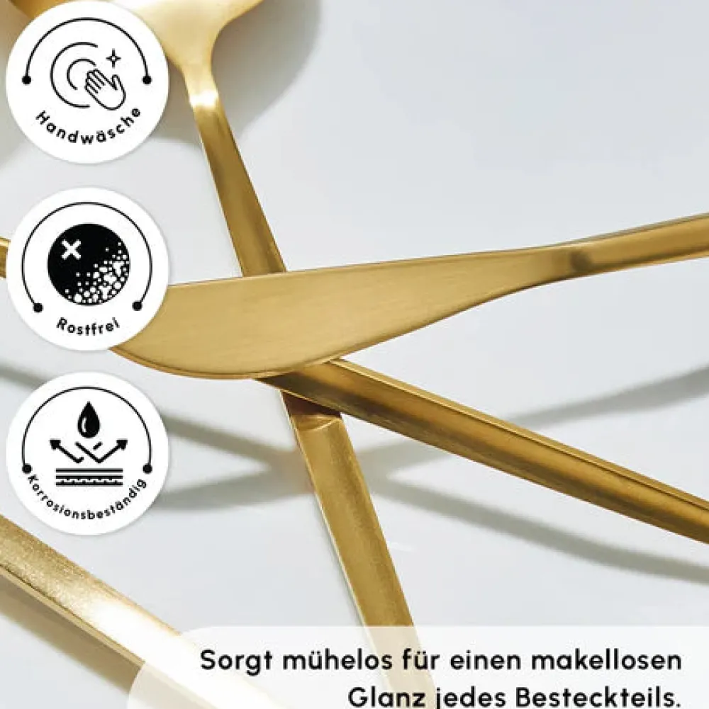 Karaca Bella V2 24-teiliges Besteckset für 6 Personen – Matte Gold