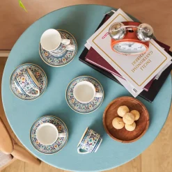 Karaca Beylerbeyi 6 Personen Kaffeetassen Set, 80 ml Blau01 Online