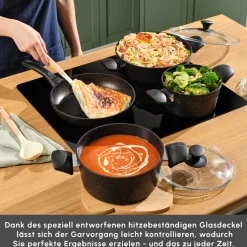 Karaca Biogranit Blackgold V1 7-teiliges Kochgeschirr-Set Schwarz Gold Hot