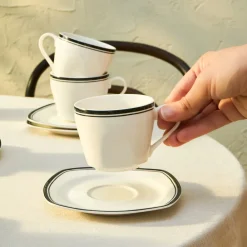 Karaca Black Line Teetassen-Set für 6 Personen, 12 Teilig, 220 ml Multıfarben Online