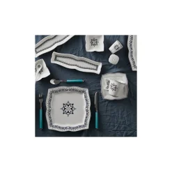 Karaca Blau 32-teiliges Frühstücksset und Servierschalen Eckig Marıne02 Sale