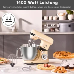 Karaca Blendburst Stand Mixer, 5.7L, 1400W, Iconic Beige Iconıc Beıge