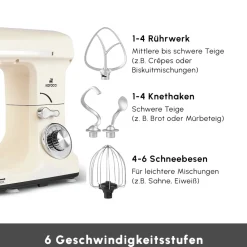 Karaca Blendburst Stand Mixer, 5.7L, 1400W, Iconic Beige Iconıc Beıge