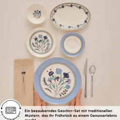 Karaca Blue Clove 26-Teiliges 6-Personen Frühstücksgeschirr Blau01 Clearance