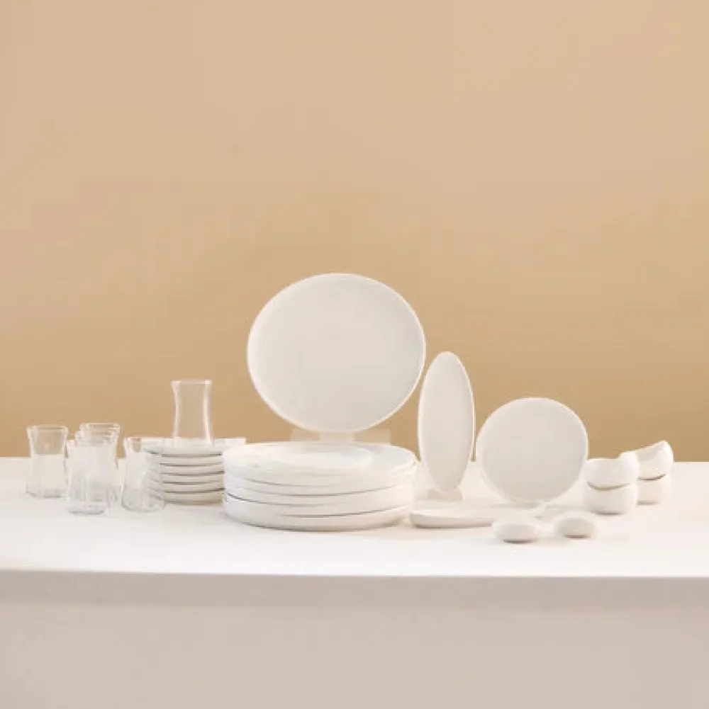 Karaca Bone China Olla 28-teiliges Servierset für 6 Personen, Weiß Discount