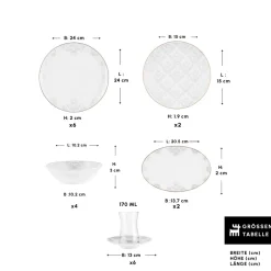 Karaca Bone China Siena 20-teiliges Tafelservice für 6 Personen, Weiß Sale