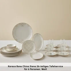 Karaca Bone China Siena 20-teiliges Tafelservice für 6 Personen, Weiß Sale