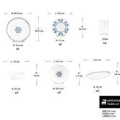 Karaca Bone China İznik 26-teiliges Servierset für 6 Personen, Mehrfarbig Multıcolor