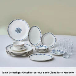 Karaca Bone China İznik 26-teiliges Servierset für 6 Personen, Mehrfarbig Multıcolor