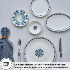 Karaca Bone China İznik 26-teiliges Servierset für 6 Personen, Mehrfarbig Multıcolor