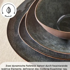 Karaca Bonn Reactive Geschirrset, 6 Personen, 24 teilig Anthracıt01 New