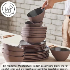 Karaca Bonn Reactive Geschirrset, 6 Personen, 24 teilig Anthracıt01 New