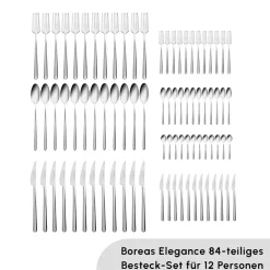 Karaca Boreas 12 Personen Besteckset, 84 Teilig Sılber Discount