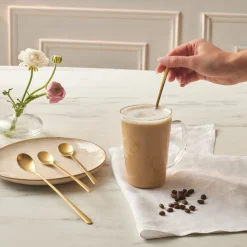 Karaca Boreas 4-teiliges Latte-Löffel-Set in Box Gold New