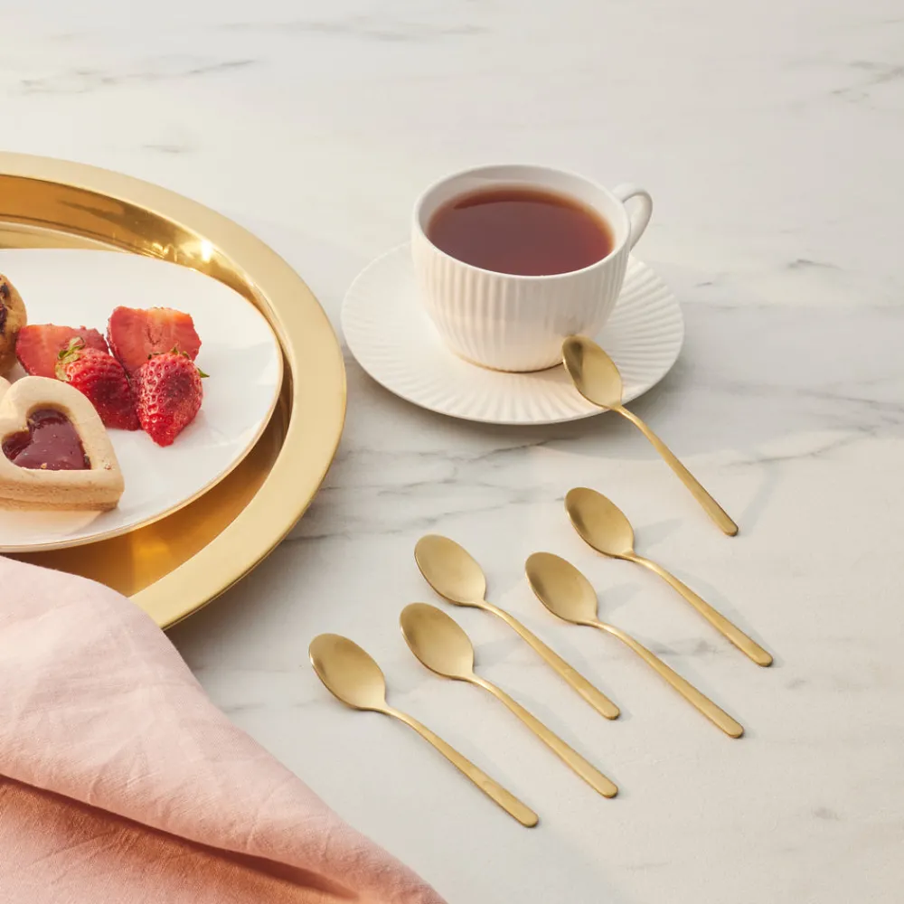 Karaca Boreas 6-teiliges Teelöffel-Set in Box Gold Clearance