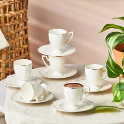 Karaca Boyoz Kaffeetassen-Set, 6 Personen, 85 ml Weıß01 Hot
