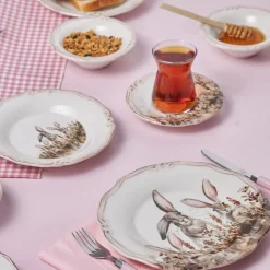 Karaca Bunny für 2 Personen Frühstücksset und Servierschalen, 12 Teilig Multıfarben Online