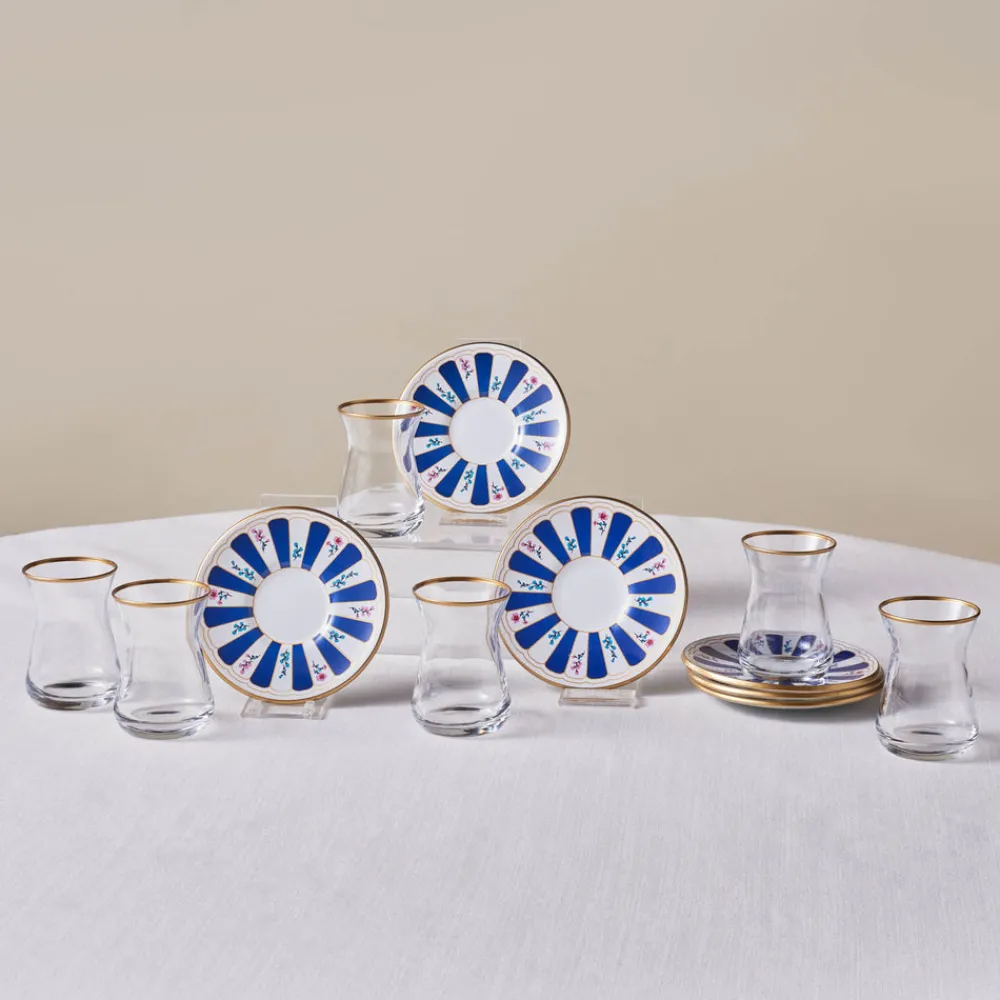 Karaca Bursa Türkisches Teeglas-Set, 12-teilig, Marineblau Marıne02