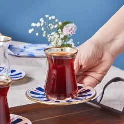 Karaca Bursa Türkisches Teeglas-Set, 12-teilig, Marineblau Marıne02