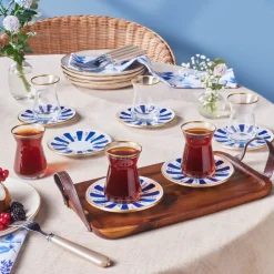 Karaca Bursa Türkisches Teeglas-Set, 12-teilig, Marineblau Marıne02