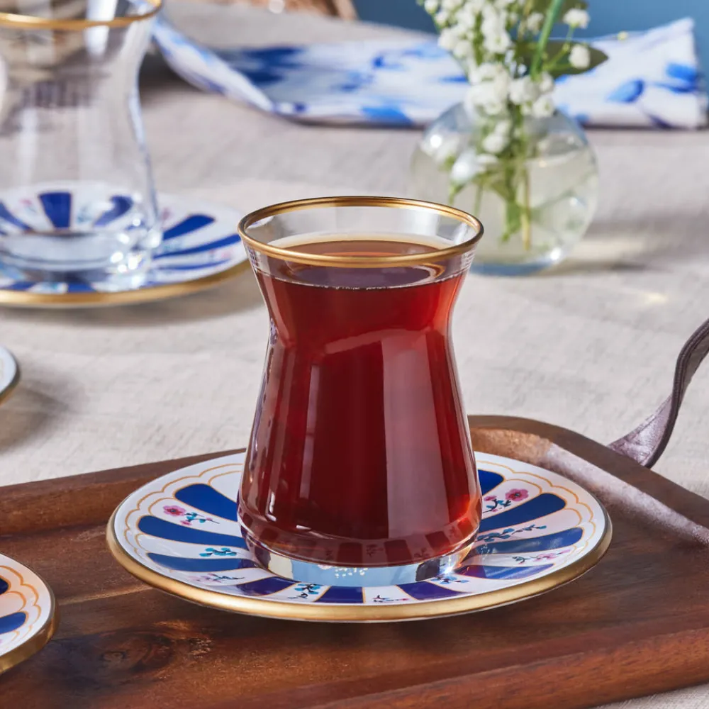 Karaca Bursa Türkisches Teeglas-Set, 12-teilig, Marineblau Marıne02