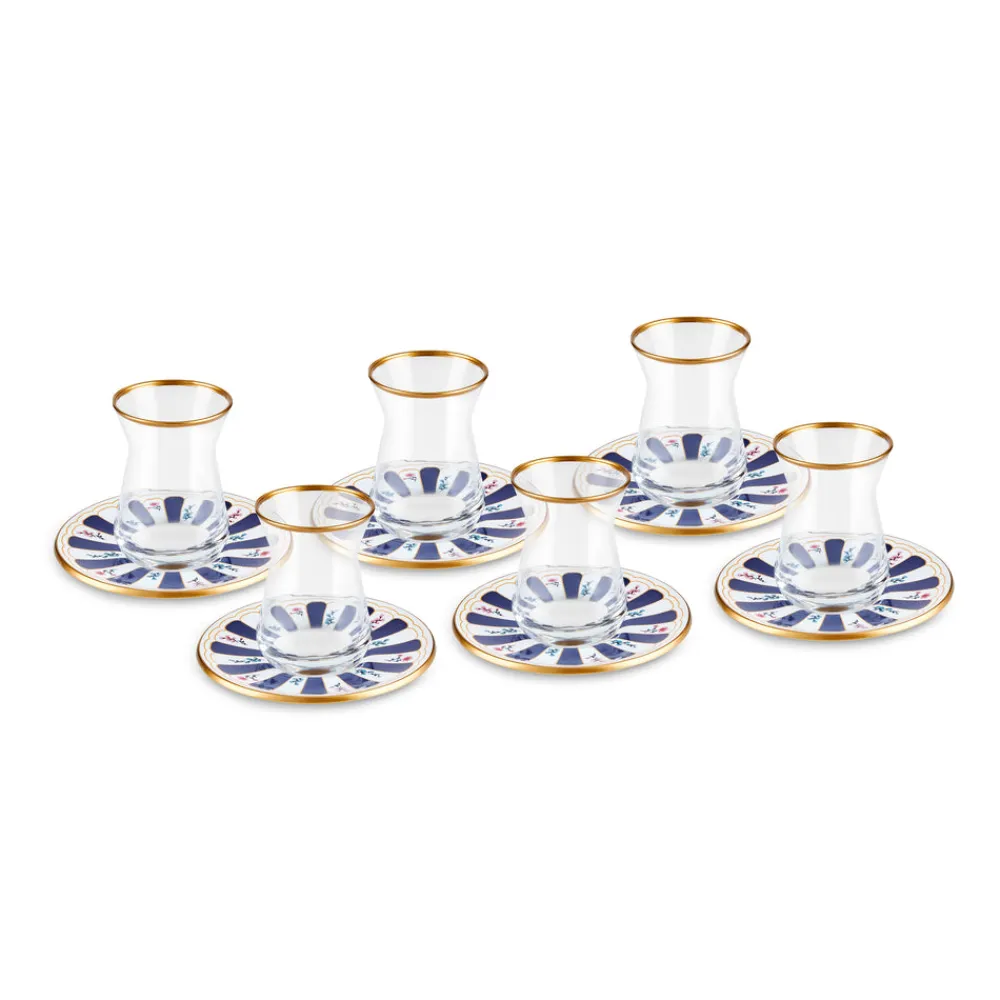 Karaca Bursa Türkisches Teeglas-Set, 12-teilig, Marineblau Marıne02
