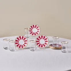 Karaca Bursa Türkisches Teeglas, 12-teilig, Rot Rot02 New