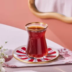 Karaca Bursa Türkisches Teeglas, 12-teilig, Rot Rot02 New