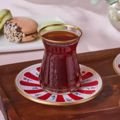 Karaca Bursa Türkisches Teeglas, 12-teilig, Rot Rot02 New