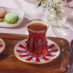 Karaca Bursa Türkisches Teeglas, 12-teilig, Rot Rot02 New
