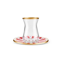 Karaca Bursa Türkisches Teeglas, 12-teilig, Rot Rot02 New